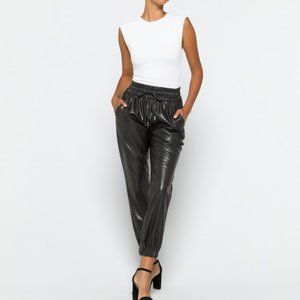 BLANK NYC BLACK FAUX LEATHER JOGGER PANTS 27 w